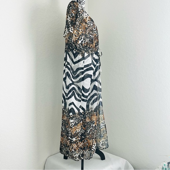 SOLD-Front Cinch-Waist Women's Chiffon Cover Up Long Duster Topper - Picture 6 of 11